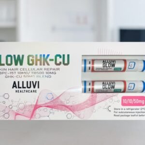 Buy Glow 70mg research peptide blend vial containing GHK-Cu, BPC-157, and TB-500 for laboratory R&D